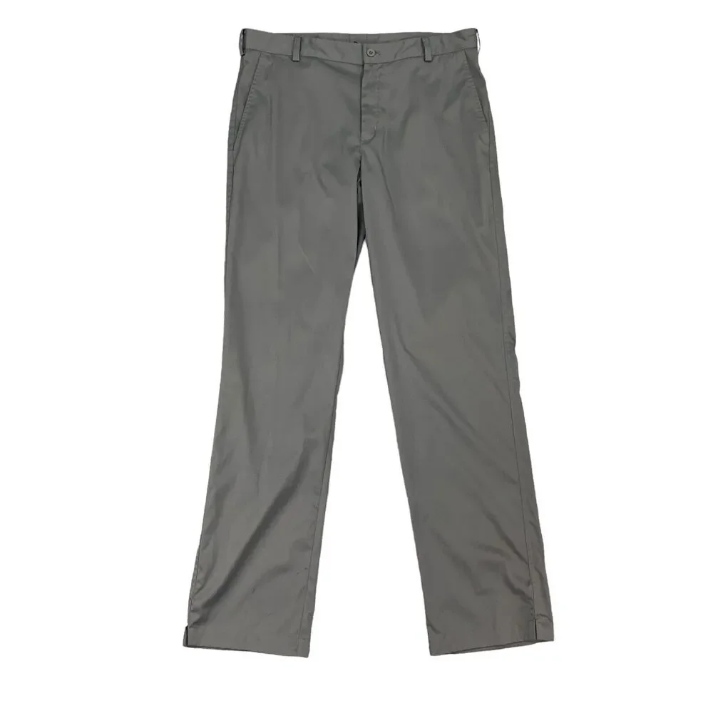 Nike Golf Pants Mens 34 Gray Flat Front Dri Fit Tech Sweat Wicking Stretch Chino